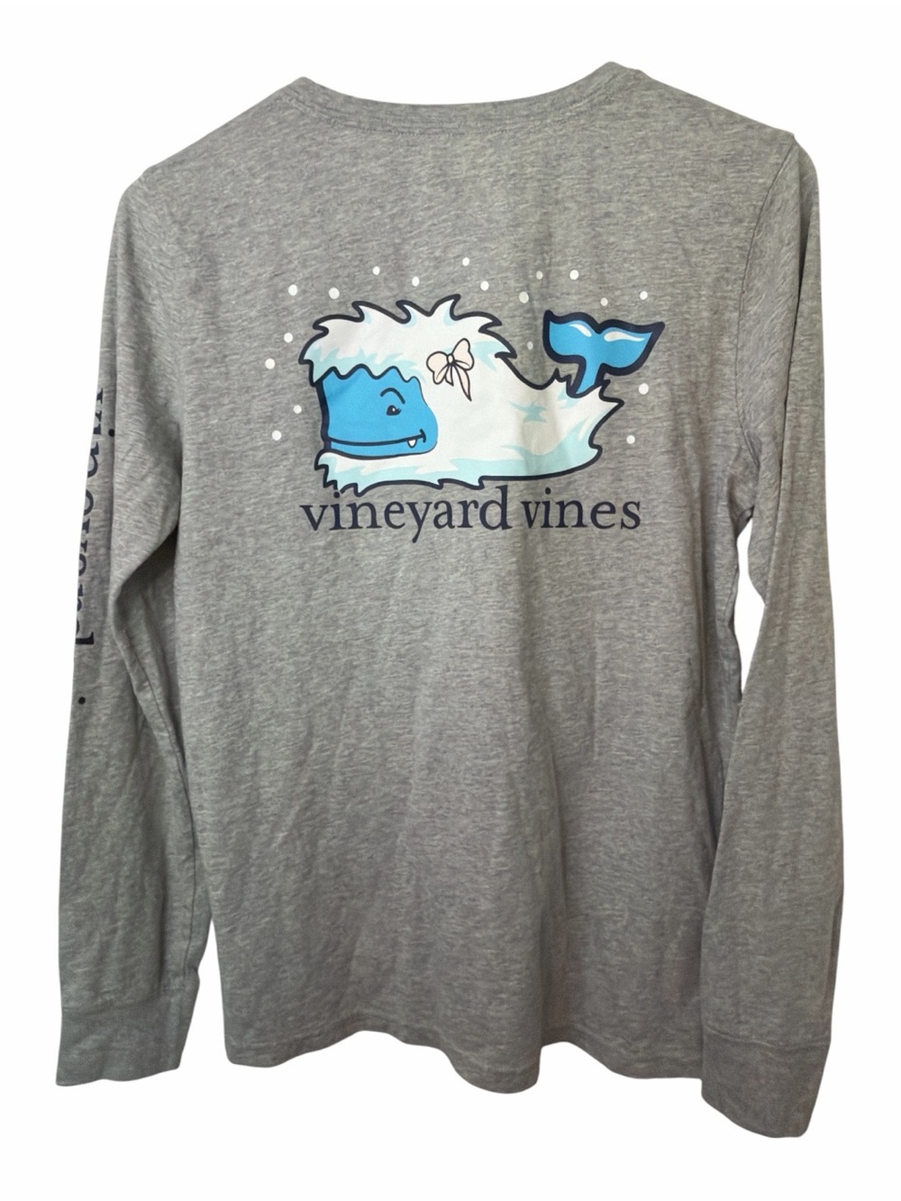 Vineyard Vines Shirt Women's Yeti Whale Pocket Gray Long Sleeve 100% Cotton